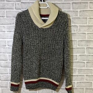 FarWest Black and Cream Turtleneck Sweater, small